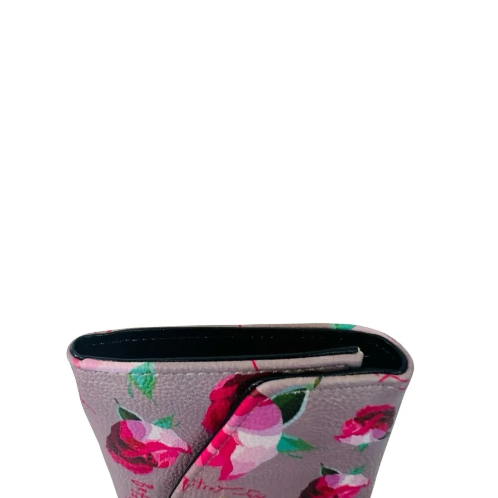 Betsey Johnson‎ Greige XOLANA Flap Wallet Tri-Fold Card Pink Multi Color NWT